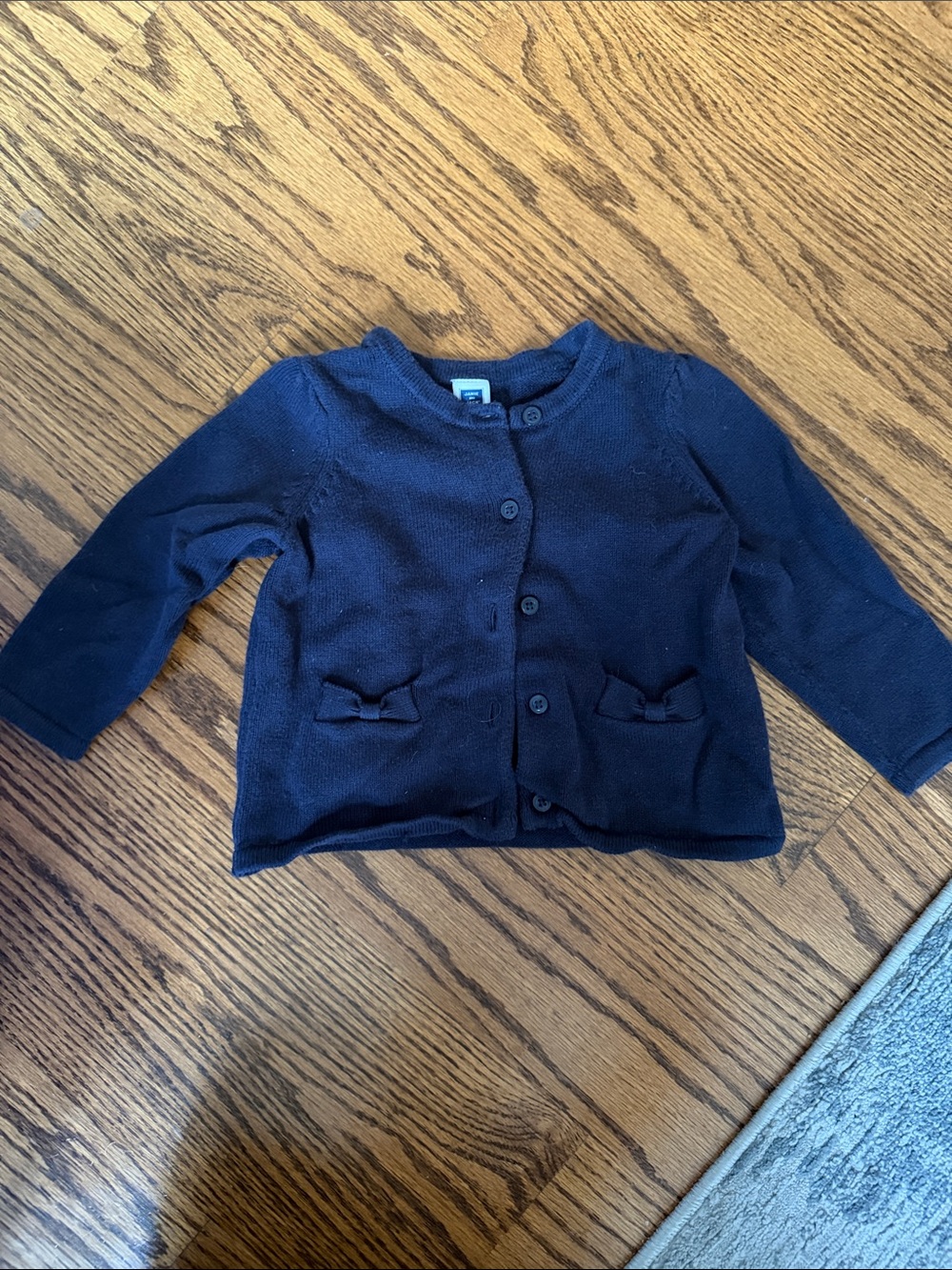 Navy Button-Front Knit Cardigan